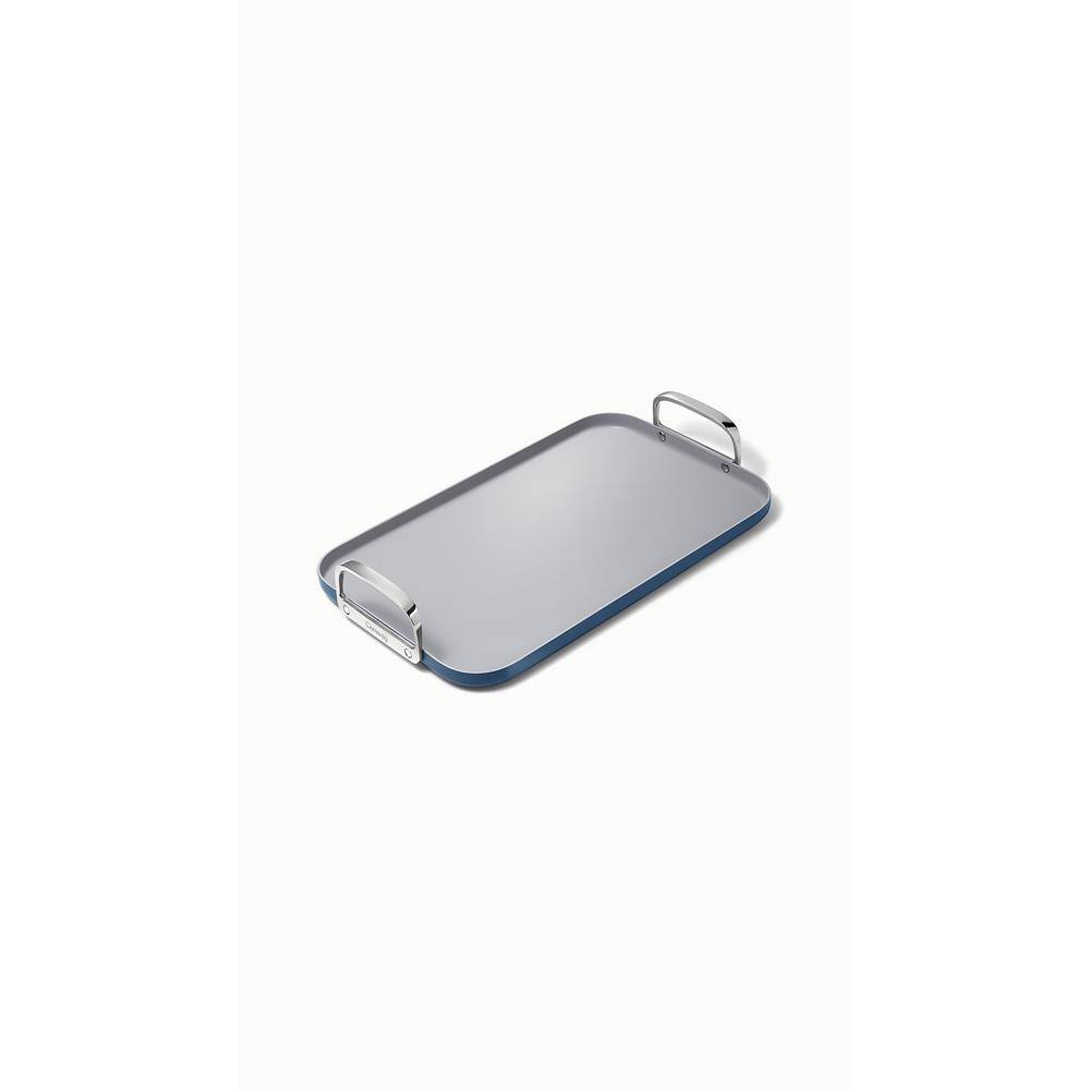 Navy Ceramic Nonstick Double Burner Griddle with Stainless Steel Handles
