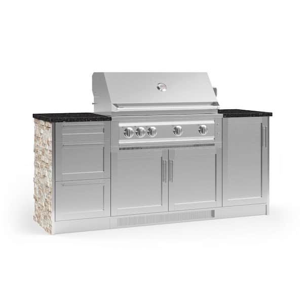 NewAge Products Signature Series 79.16 in. x 25.5 in. x 51 in. 6-Piece Outdoor Kitchen Cabinet Set with Liquid Propane 40 in. Gas Grill