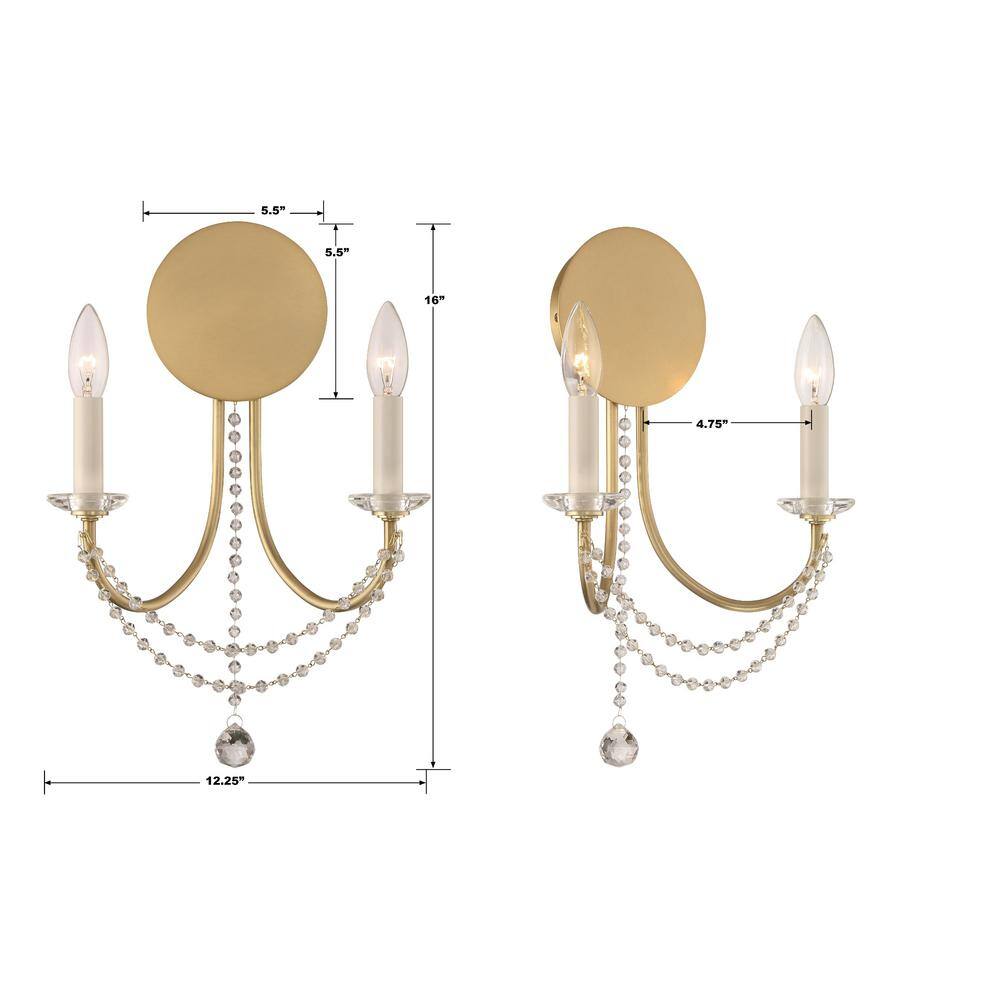 Elegant Aged Brass 2-Light Dimmable Wall Sconce
