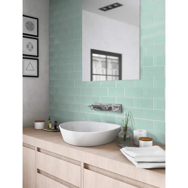 Apollo Tile Light Blue 3 in. x 6 in. Matte Finished Glass Mosaic Tile Sample (0.12 sq. ft./Piece)