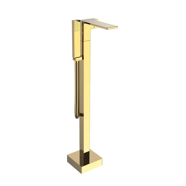 Maincraft Single-Handle Freestanding Tub Faucet with Handheld Shower Head in Titanium Golden