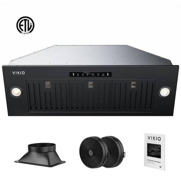 36 in. 900CFM Ductless Convertible Insert Range Hood in Black Stainless Steel with LED Light Gesture Sensing and Filter