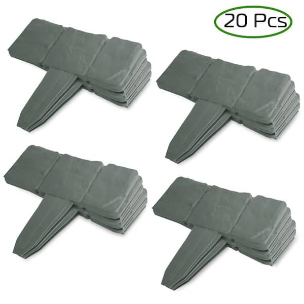 9.84 in. W x 0.51 in. D x 9.05 in. H Grey PP Plastic Imitation Stone No-Dig Outdoor Landscape Edging (20-Pack)