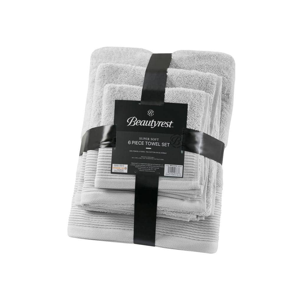 Nuage Silver Infused Cotton Tencel Blend 6-Piece Towel Set