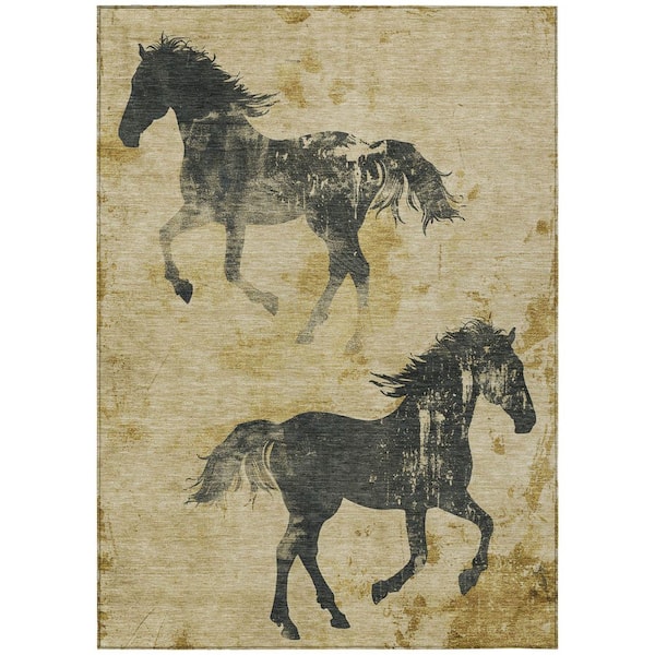Chantille Machine Washable Indoor/Outdoor Abstract ACN1717 Gold 10 ft. x 14 ft. Area Rug