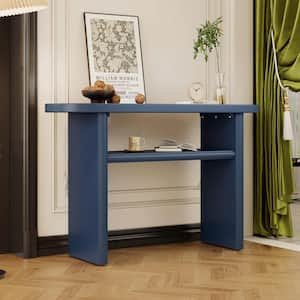 47.8 in. Navy Rectangle Wood Console Table with Rounded Edges and Sturdy Shelf Design for Entryway, Living Room