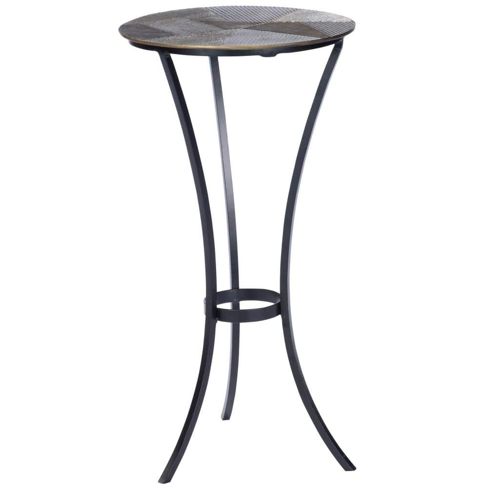 Butler Specialty Company 25.0 in. H x 13.0 in. W x 13.0 in. D Gold Gaston Round Metal Accent Table, Metalworks Antique Gold/Black -  5477025