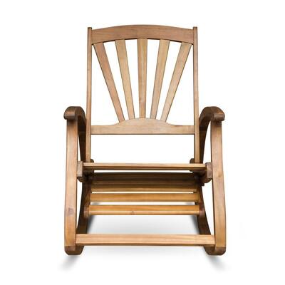 Sunview Teak Brown Wood Outdoor Rocking Chair with Footrest