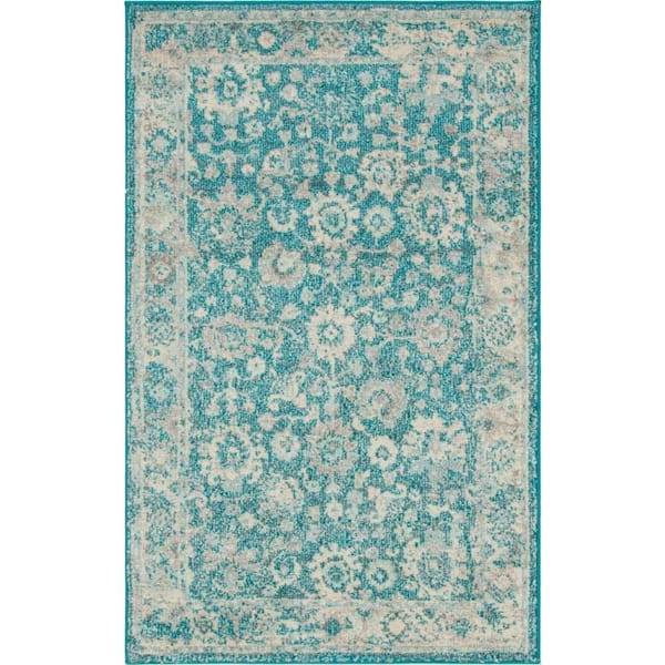 Unique Loom Penrose Krystle Turquoise 3 ft. 3 in. x 5 ft. 3 in. Area Rug