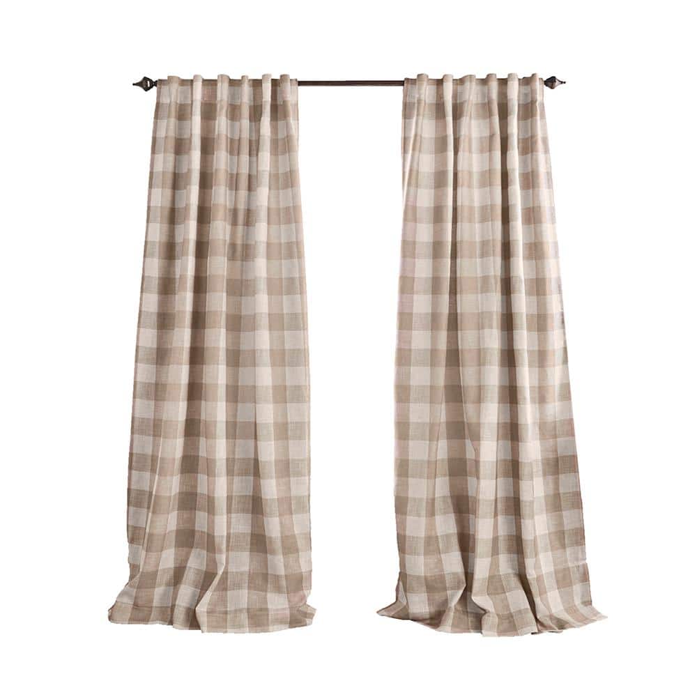 Grainger 52" x 95" Linen Buffalo Check Blackout Curtain Panel