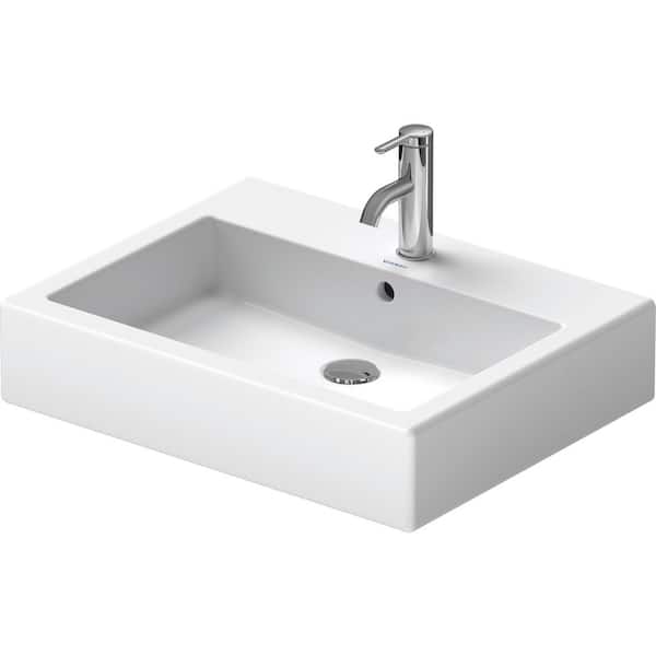 Duravit Vero 6.5 in. Wall-Mounted Rectangular Bathroom Sink in White