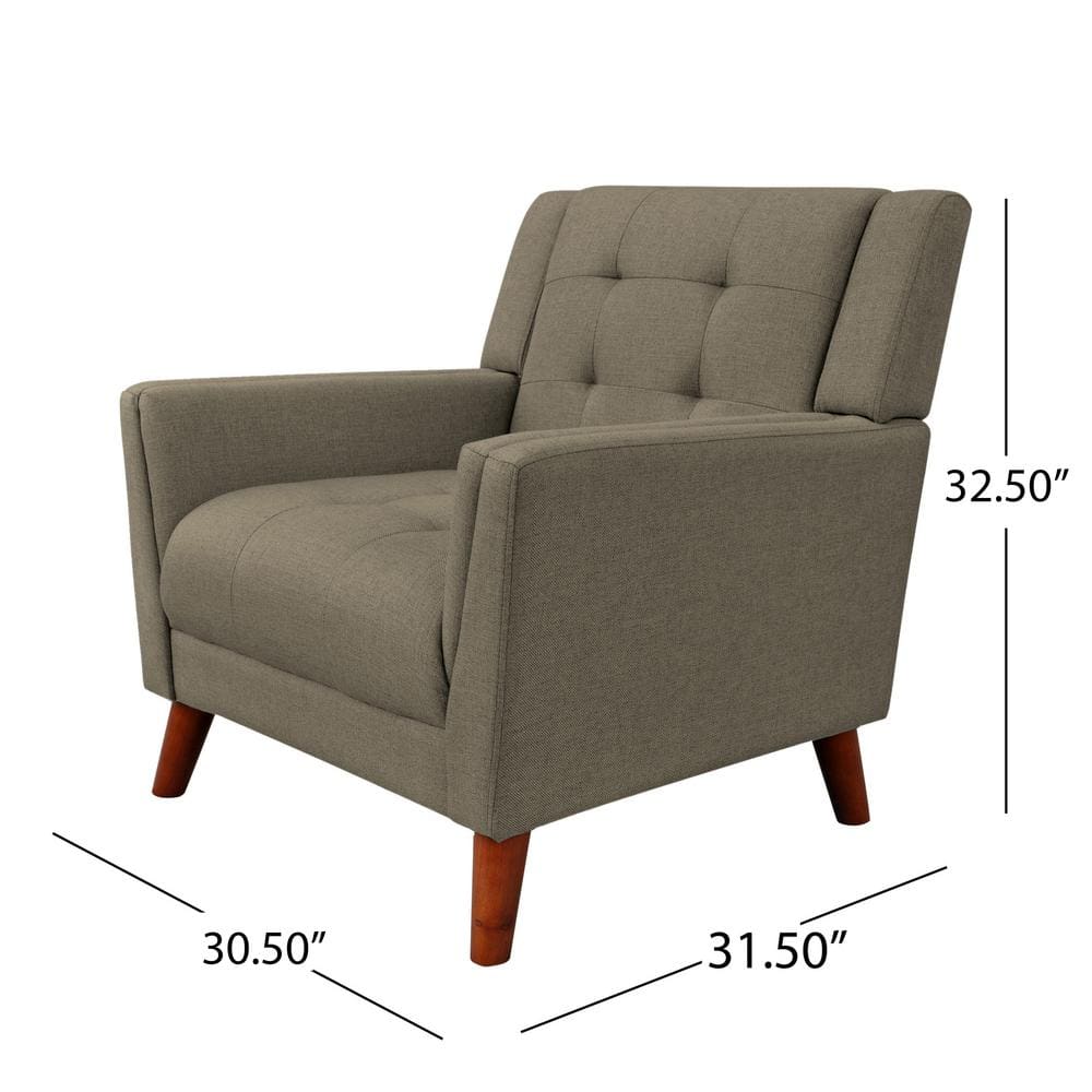 Mocha Modern Handcrafted Wood Accent Chair with Tufted Detail