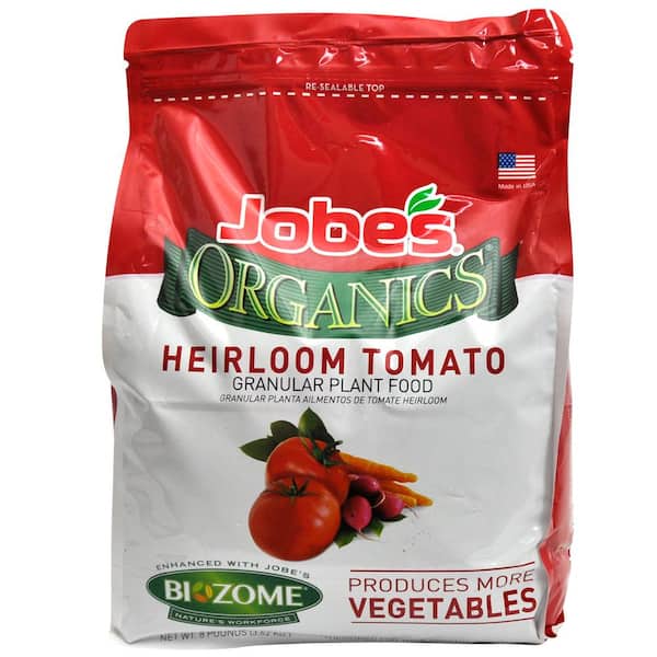 Jobe's Organics 8 lb. Organic Heirloom Tomato and Vegetable Plant Food Fertilizer with Biozome, OMRI Listed