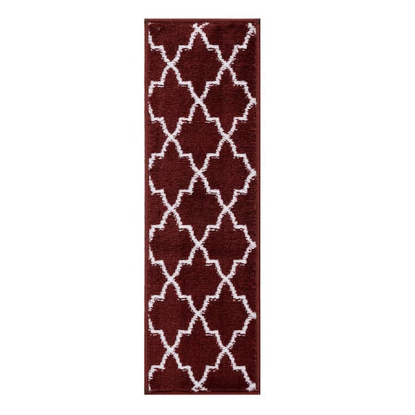 Trellisville Collection Red 9 in. x 28 in. Polypropylene Stair Tread Cover (Set of 15)