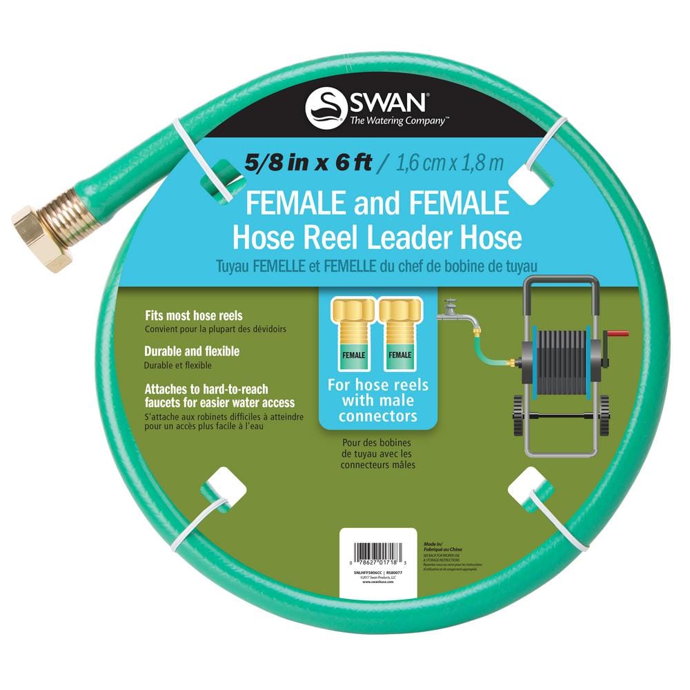 Swan 5/8 in. x 6 ft. Light Duty Female and Female Hose Reel Leader Hose  CSNLHFF5806CC - The Home Depot
