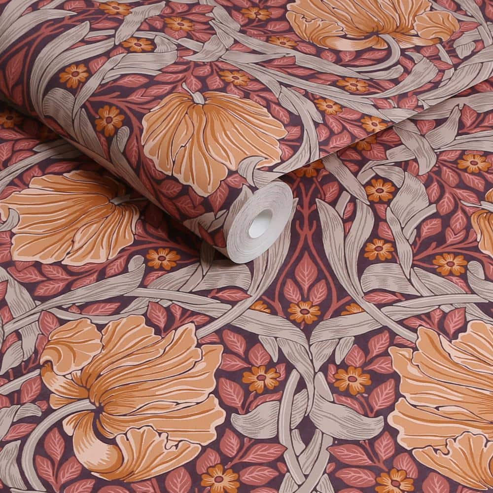 Pimpernel Plum Floral Non-Glossy Classic Wallpaper