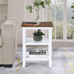 Tribeca 18 in. Driftwood/White Square Rubber Wood End Table with Shelves