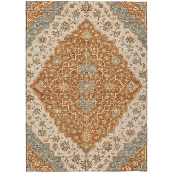 Chantille Machine Washable Indoor/Outdoor Abstract ACN3134 Terracotta 5 ft. x 7 ft. 6 in. Area Rug