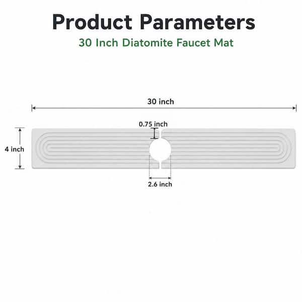 0.5 in. H x 23.6 in. W x 4 in. D Light Gray Quick Dry Sink Splash Guard, Sink Faucet Mat, Stone Sink Tray for Kitchen