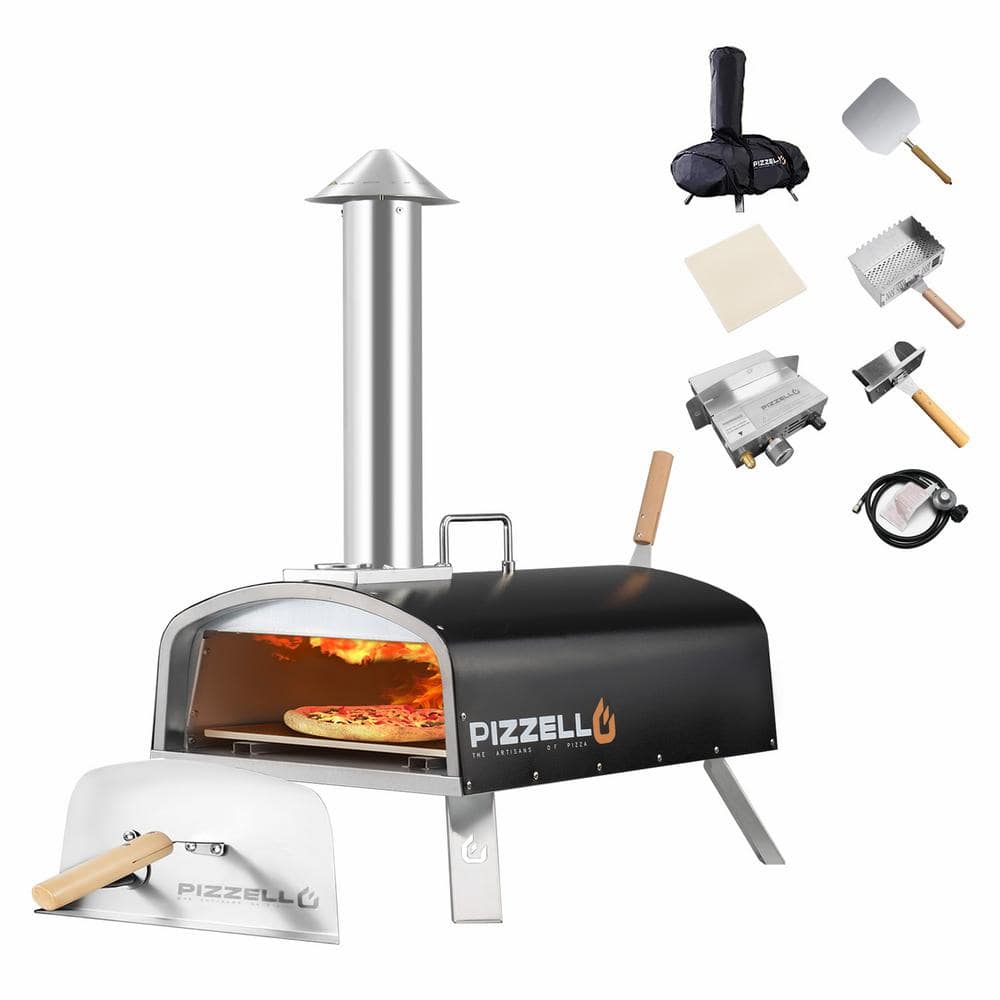 16 in. Propane and Wood Fired Stainless Steel Outdoor Pizza Oven with Gas Burner, Black -  INNUMIA, PO5015BKGS