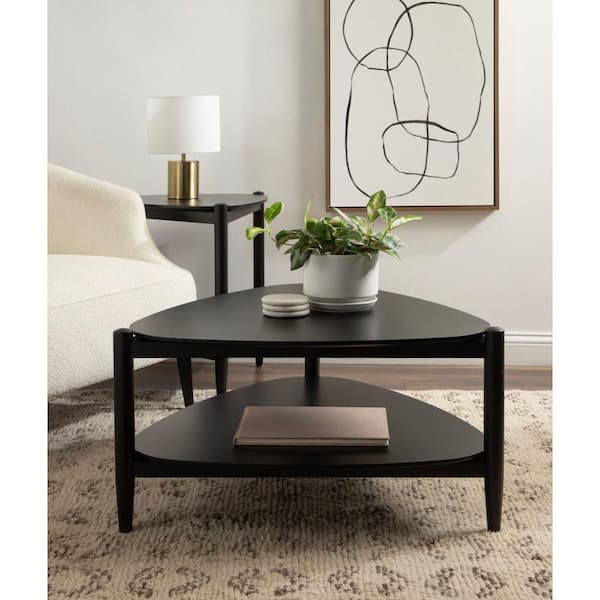 Knowlton 31 in. Black Triangle Wood Coffee Table