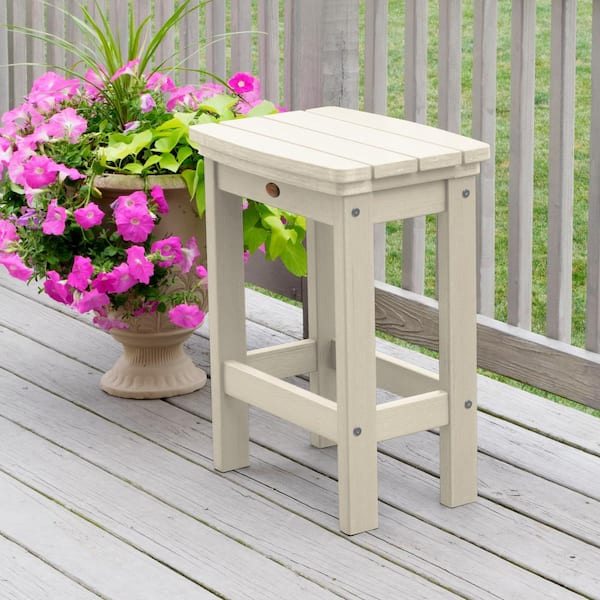 Highwood Lehigh Whitewash Counter-Height Recycled Plastic Outdoor Bar Stool
