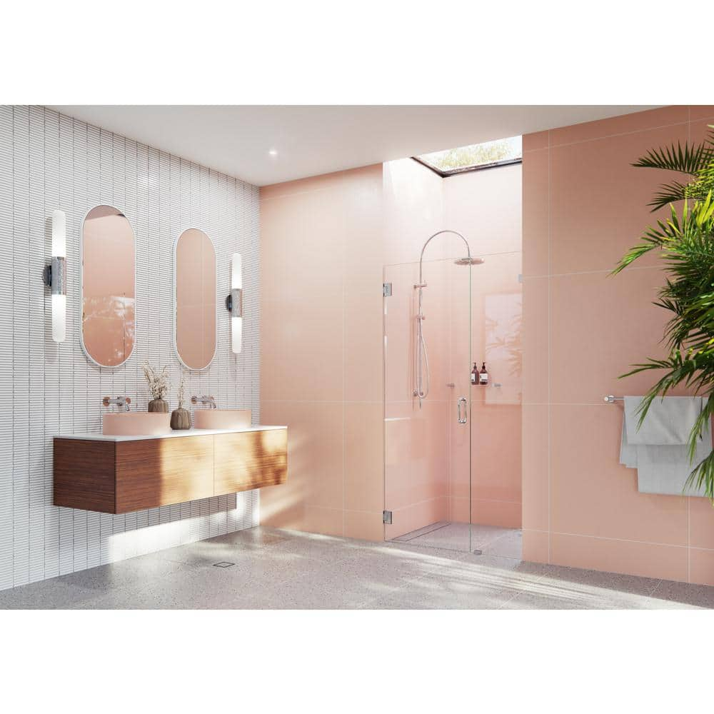 Glass Warehouse Illume 38 in. W x 78 in. H Wall Hinged Frameless Shower ...