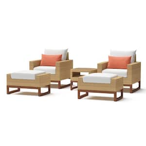 Mili 5-Piece Wicker Patio Conversation Set with Sunbrella Cast Coral Cushions