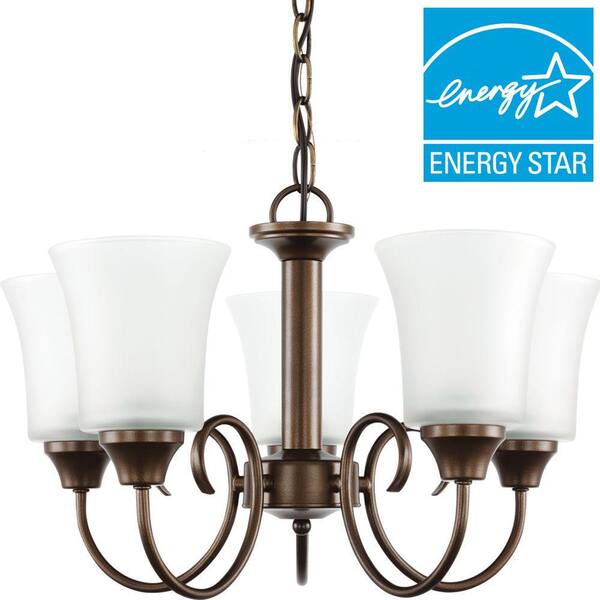 Generation Lighting Holman 5-Light Metal Bronze Traditional Classic Bell Hanging Chandelier with Flared Glass