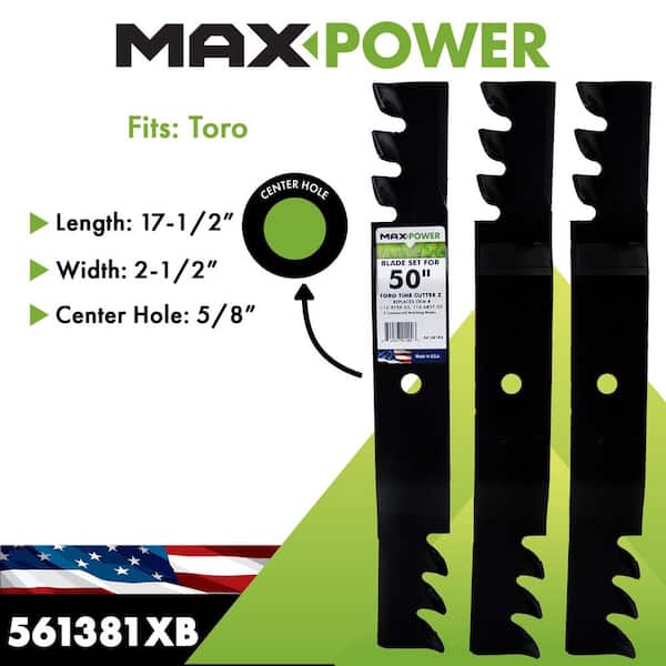 3 Blade Commercial Mulching Set for Many 50 in. Cut Toro Timecutter Z Replaces OEM #'s 110-6837-03, 112-9759 and others