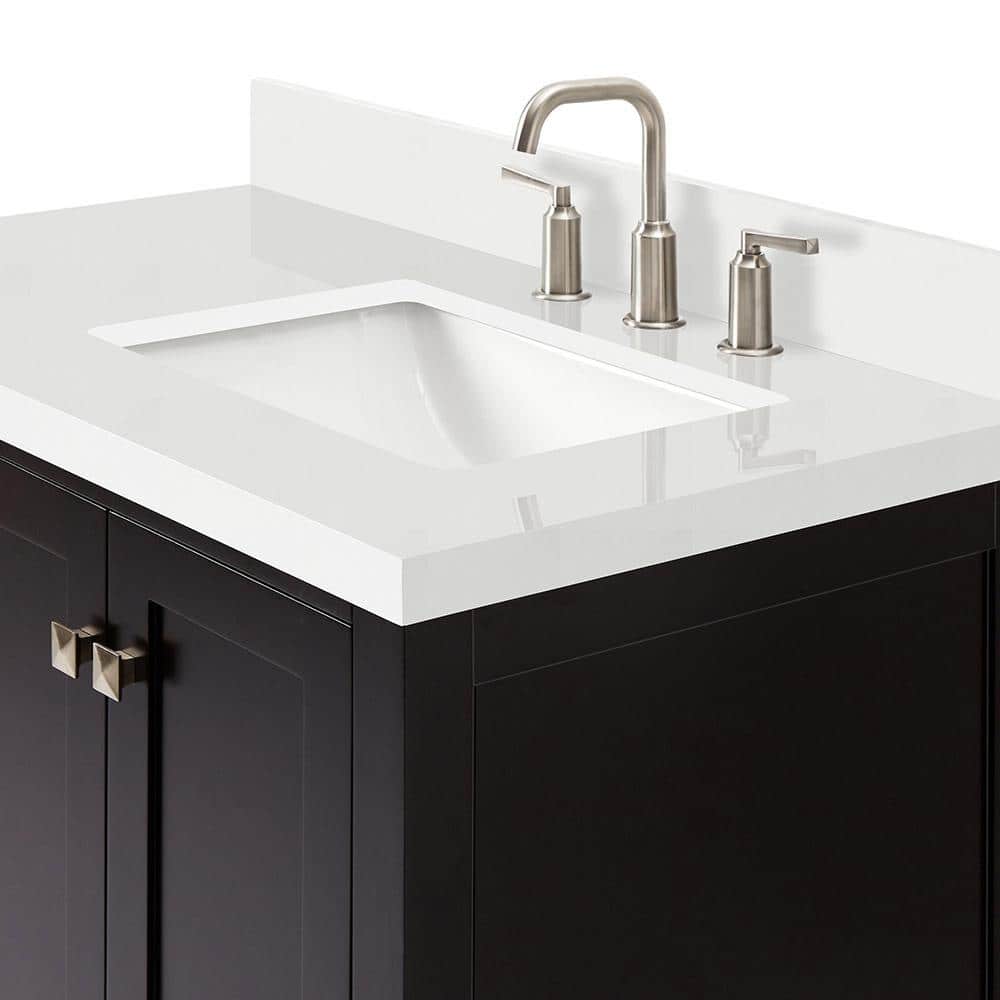 Ariel Cambridge 37" Espresso Single Sink Bathroom Vanity with Quartz Top