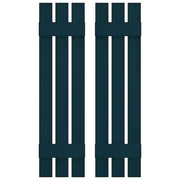 Builders Edge 12 in. W x 31 in. H Vinyl Exterior Spaced Board and Batten Shutters Pair in Midnight Blue