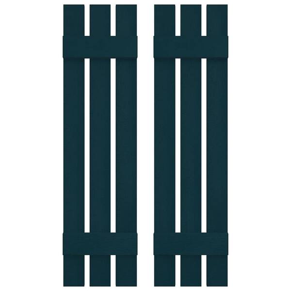 Builders Edge 12 in. W x 43 in. H Vinyl Exterior Spaced Board and Batten Shutters Pair in Midnight Blue
