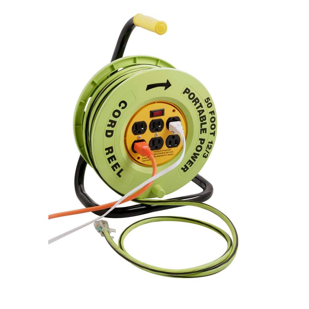 Southwire 50-ft 12/3 Sjtw Green/black Reel in the Extension Cord