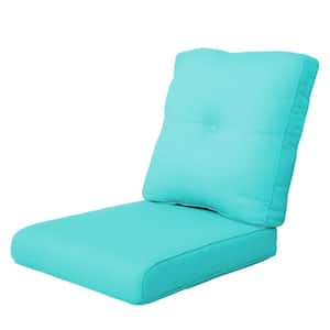 22 in. x 24 in. 2-Piece CushionGuard Outdoor Lounge Chair Deep Seat Replacement Cushion Set in Aquamarine