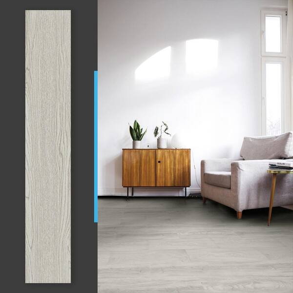 6 in. White-Washed Peel and Stick Luxury Vinyl Plank Flooring,Self-Adhesive Floor Tile Vinyl Wood Plank (54 sq. ft./box)