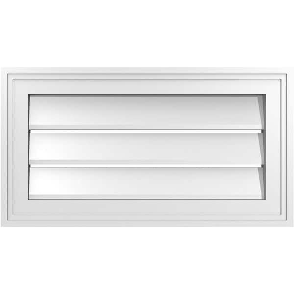 Ekena Millwork 22" x 12" Vertical Surface Mount PVC Gable Vent: Functional with Brickmould Frame