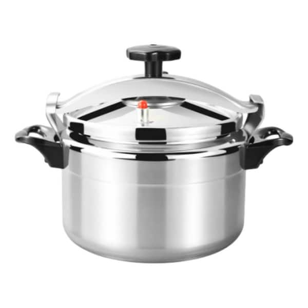 5 qt. Aluminum Explosion Proof Pressure Cooker Silver with Double Bottom for Gas Electric Stoves Easy Open Close Lid