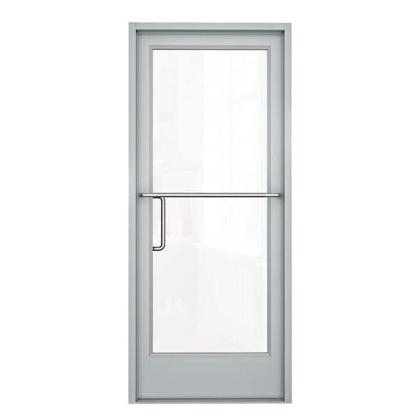 36 in. x 84 in. Right-Hand/Outswing Silver Anodized Aluminum Prehung Commercial Door