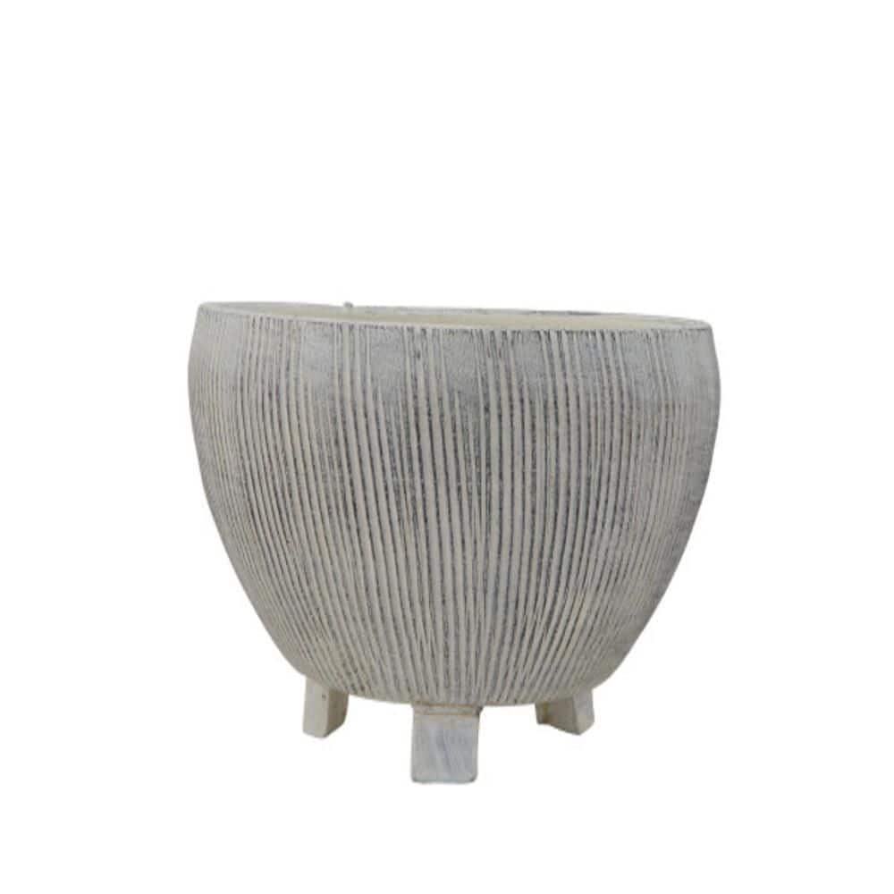 Foreside Home & Garden Natural Handthrown Oval Terracotta Planter with Handpainted Block Pattern