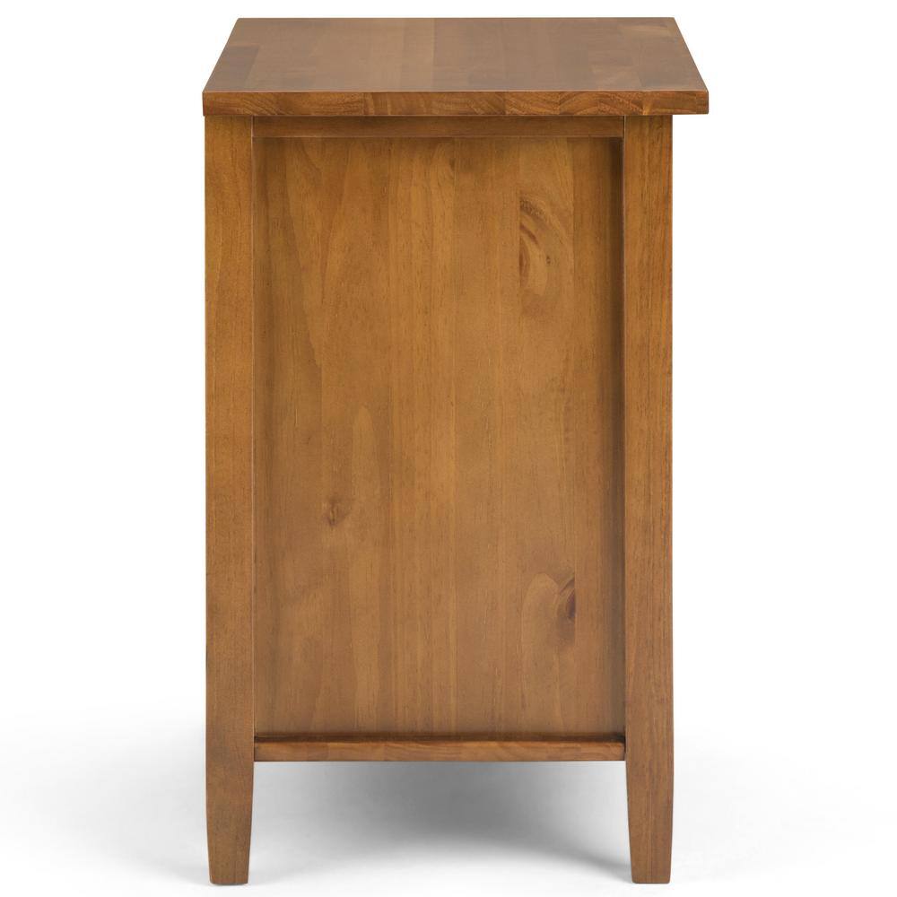 Light Golden Brown Solid Wood 2-Drawer Nightstand with Nickel Pulls