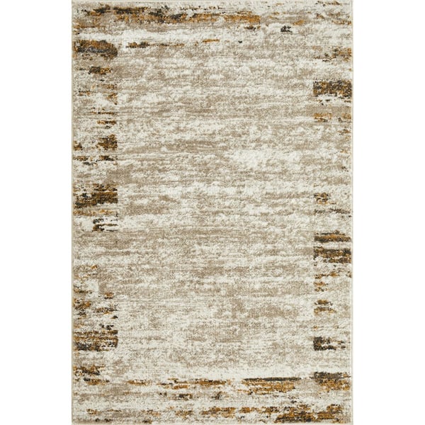 LOOMAKNOTI Alanzo Albah Beige 4 ft. x 6 ft. Abstract Polypropylene Indoor Area Rug