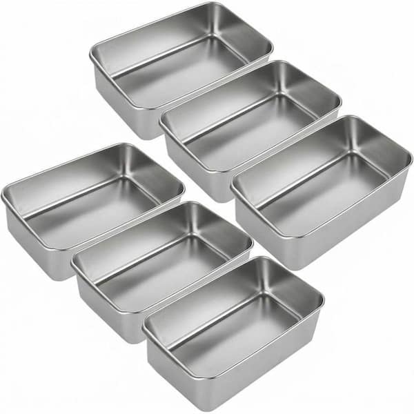 Stainless Steel Loaf Pan 6 pcs Non-Magnetic Metal Bread Baking Pan for Oven Meatloaf Sandwich Cake