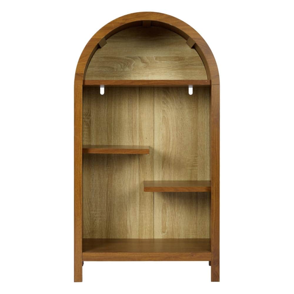 AP-Studio Vintage 43.3 in. Brown Wood 4-Tier Arched Accent Asymmetrical Bookcase with Storage price history on PriceWatchPro