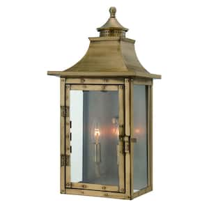 St. Charles Collection Wall-Mount 2-Light Outdoor Aged Brass Wall Lantern Sconce