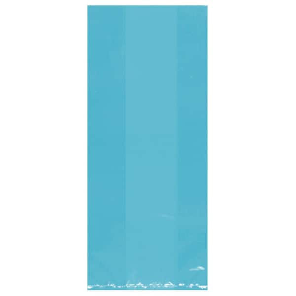 Amscan 11.5 in. x 5 in. Caribbean Blue Cellophane Party Bags (25-Count, 9-Pack)