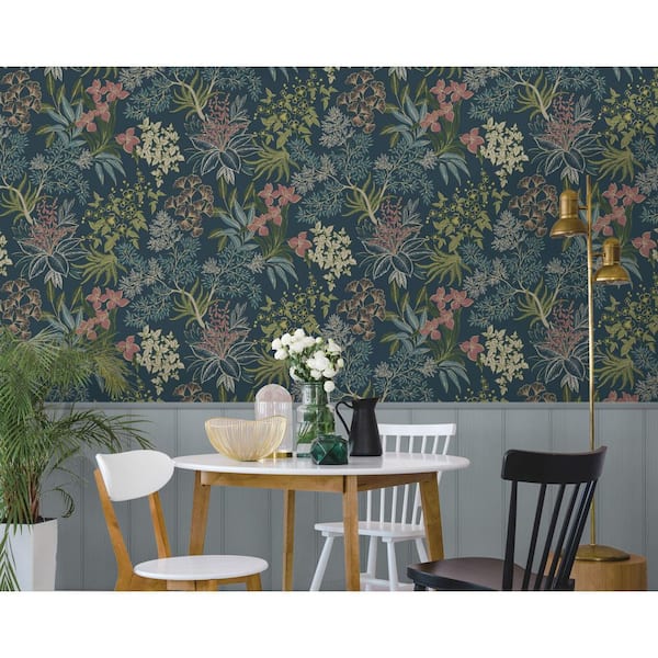 Teal Lush Foliage Print Non-Woven Non-Pasted Textured Wallpaper 57 sq. ft.