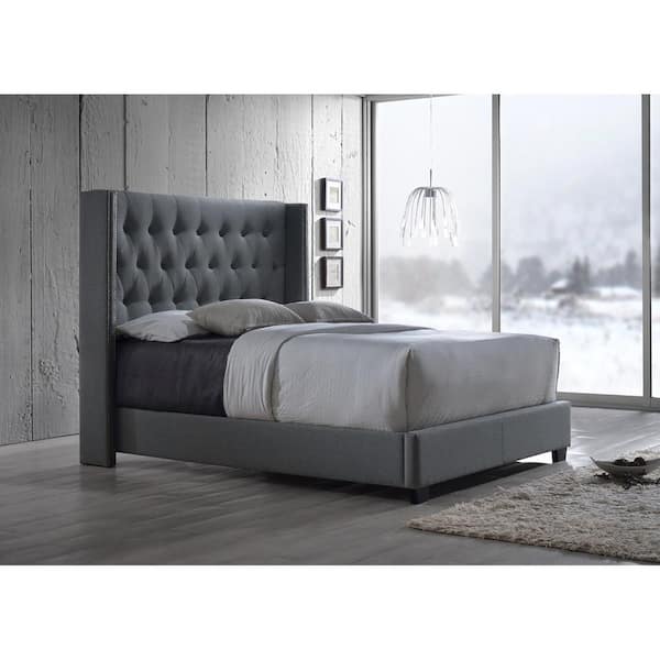 Baxton Studio Katherine Transitional Gray Fabric Upholstered King Size Bed 28862 6279 HD The Home Depot