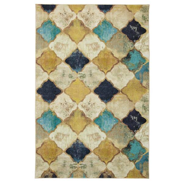 Mohawk Home Hamilton Gold 6 ft. x 9 ft. Distressed Area Rug