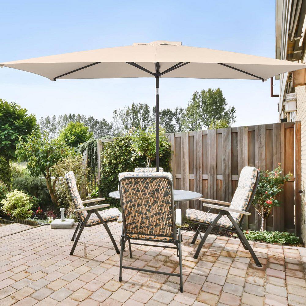 10 ft. x 6.5 ft. Rectangle Market Tilt Patio Umbrellas with Button in Light Tan price history on PriceWatchPro